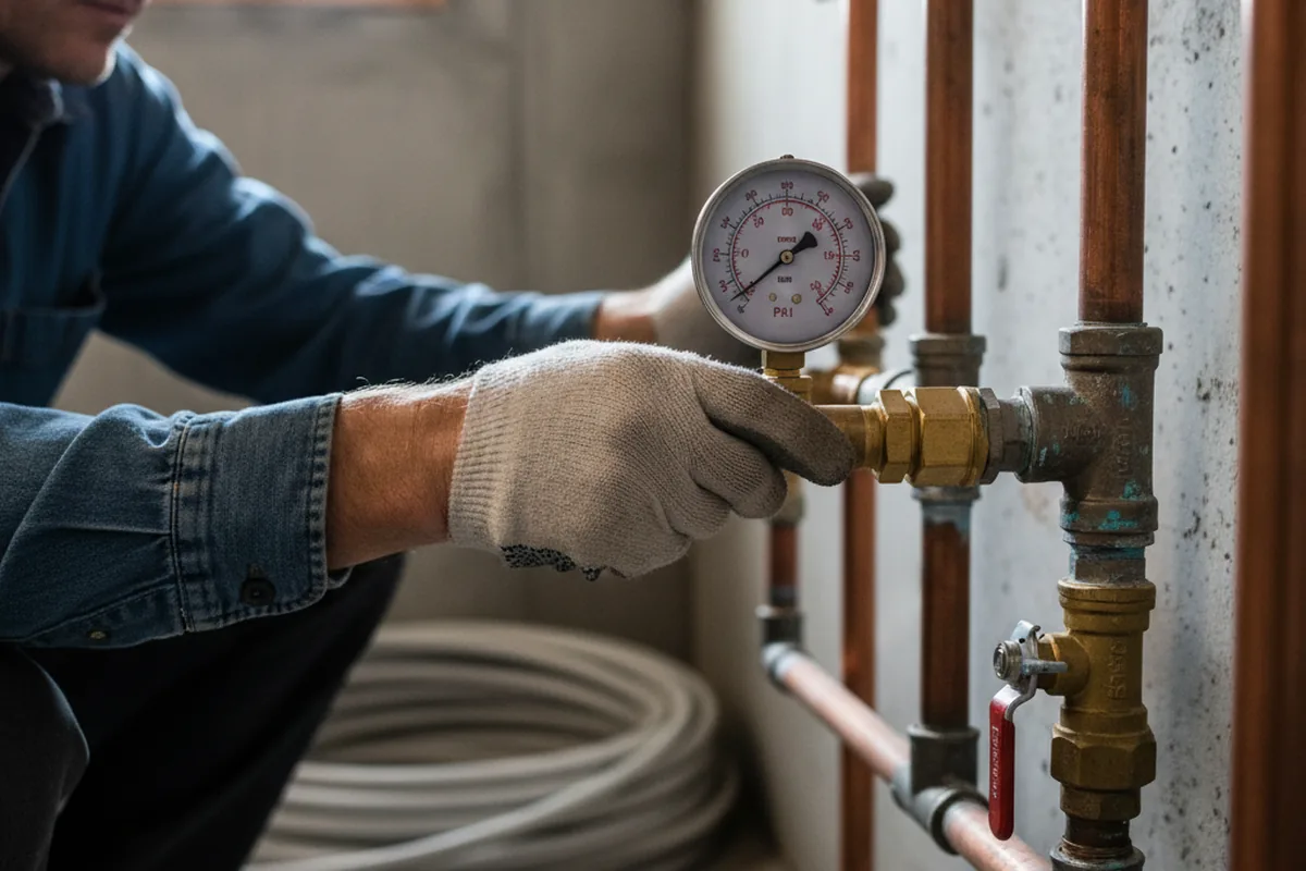 Pressure testing a repaired line during Water Line Repair in Port Haywood